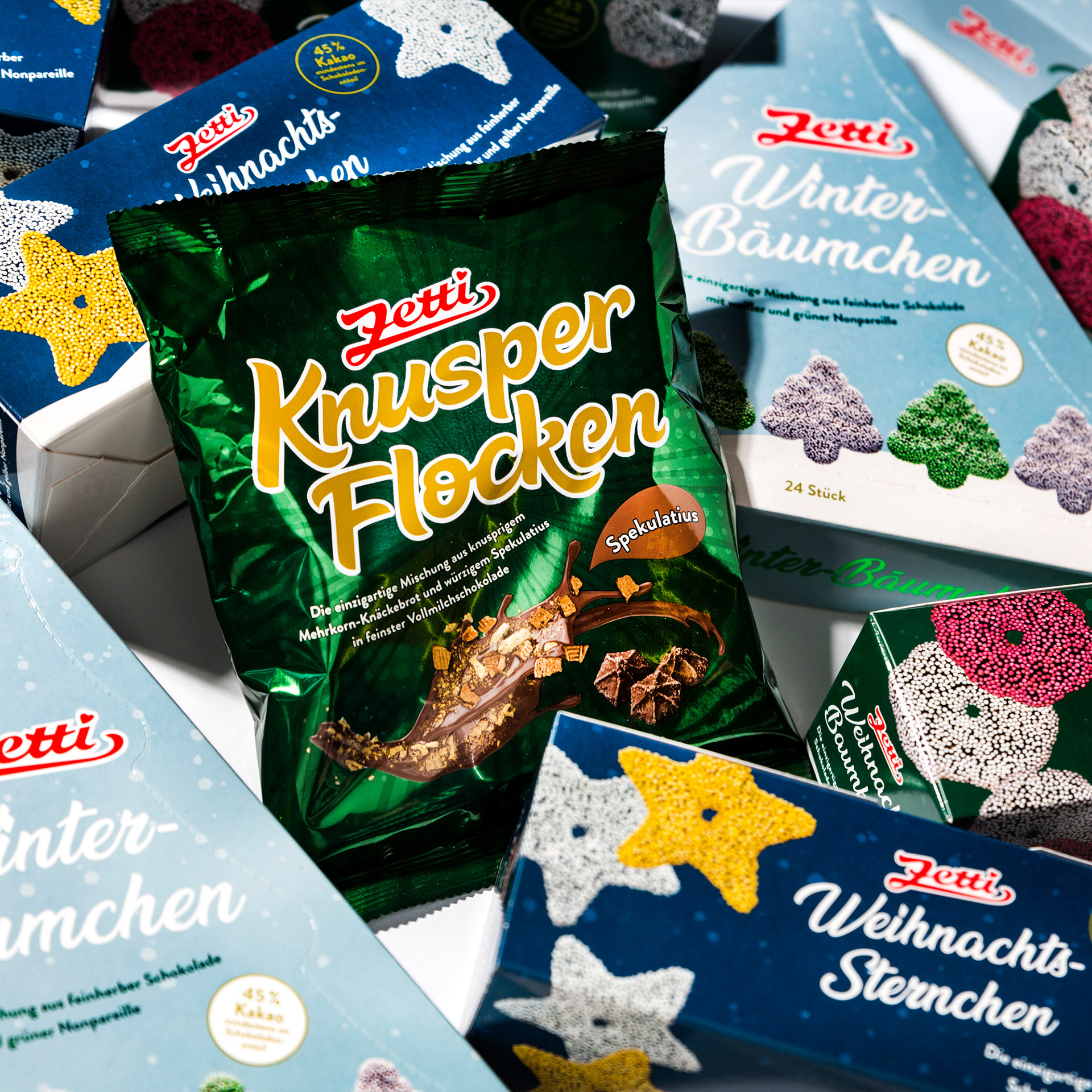 Abbildung aller Produkte aus dem Zetti Weihnachtssortiment