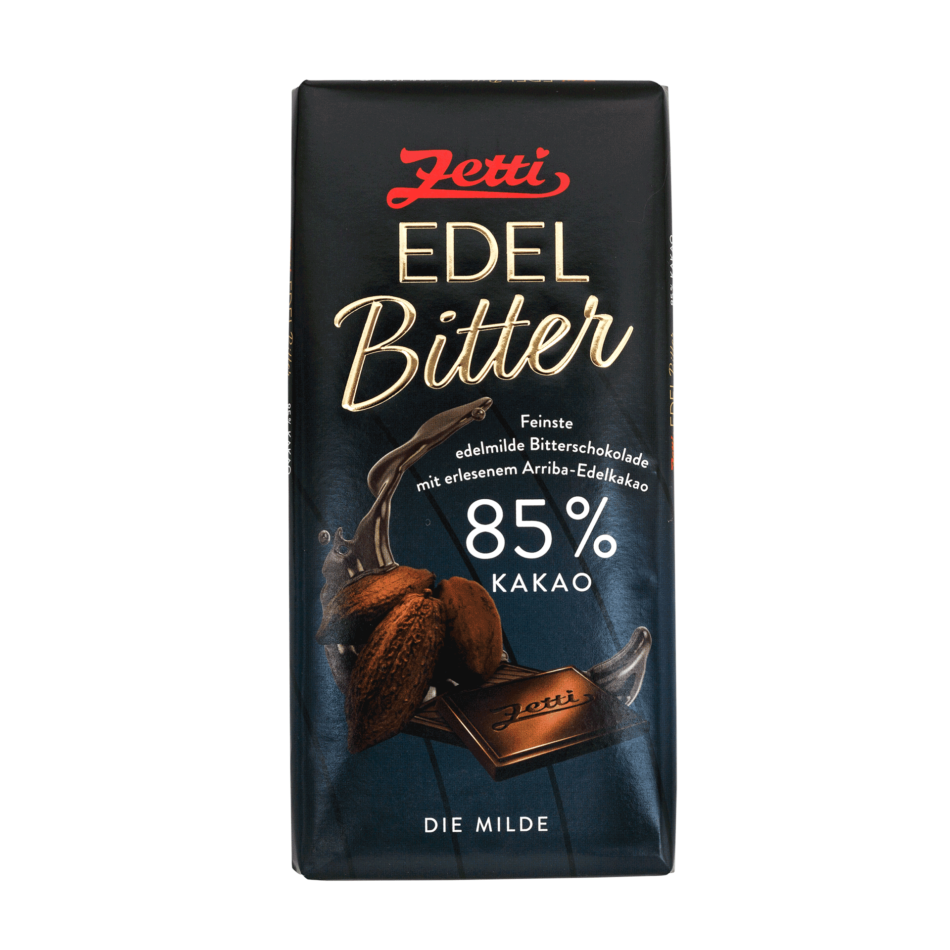 Rückseite der Zetti Edelbitter Tafel 85%