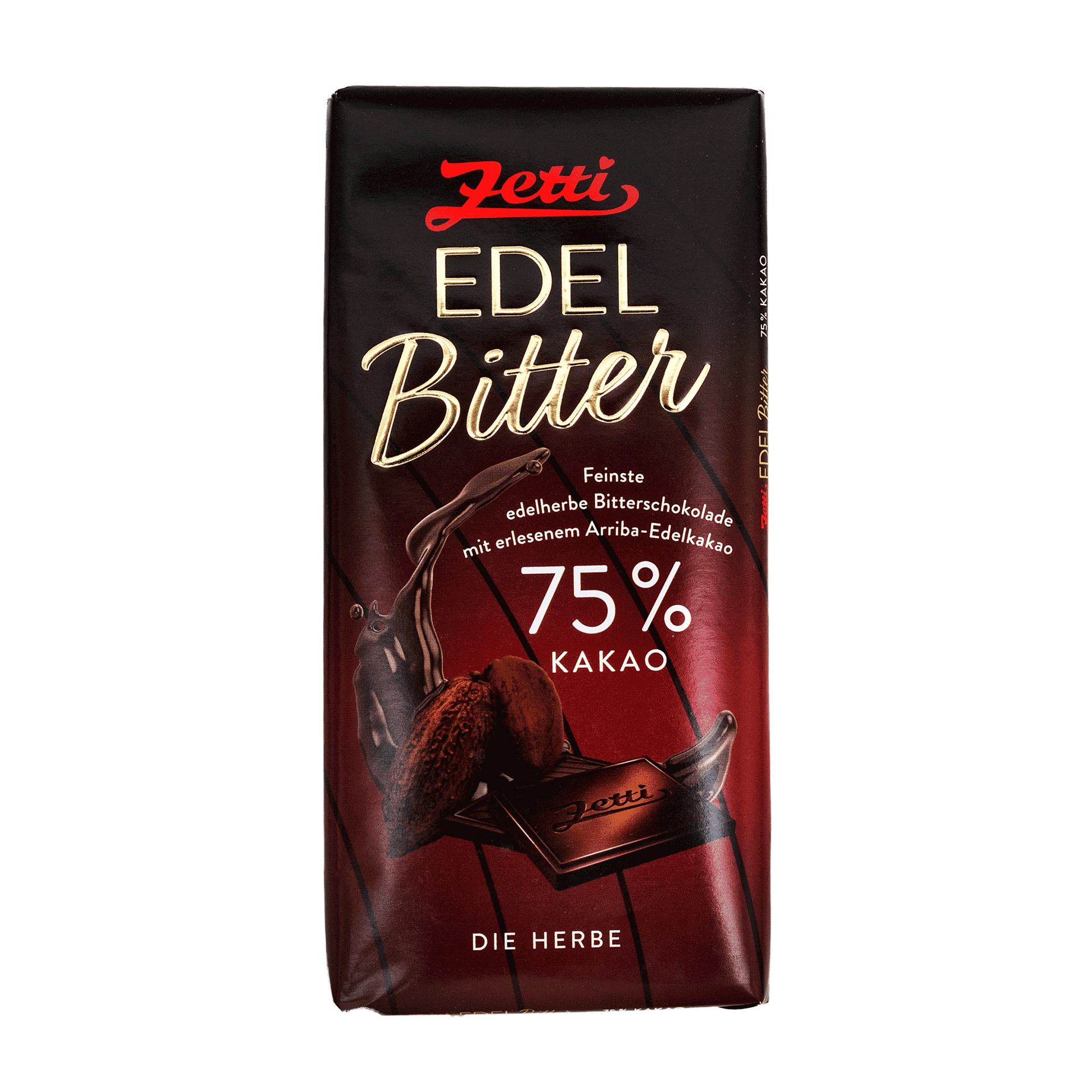 Vorderseite der Zetti Edelbitter Tafel 75%